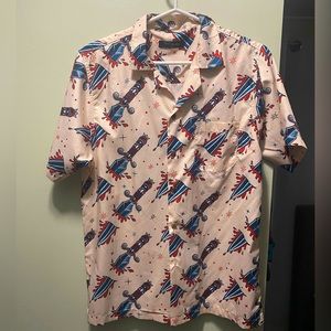Short sleeve button up knife print t-shirt by Woof Republic